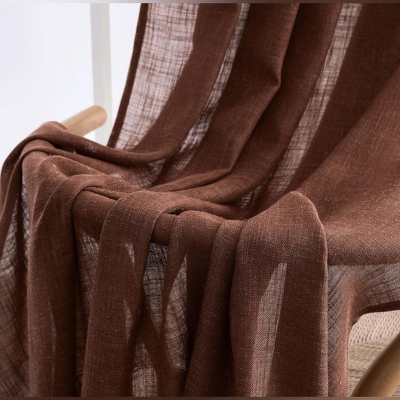 MIULEE CHOCOLATE BROWN LINEN CURTAINS 52x90 SEMI SHEER 2 PANELS NEW - Picture 5 of 9
